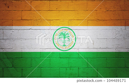Flag of the city of Miami painted on a wall Flag of the city of Miami painted on a wall 104489171