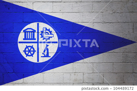 Flag of the city of Minneapolis painted on a wall 104489172