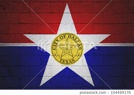 Flag of the city of Dallas painted on a wall 104489176