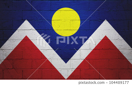 Flag of the city of Denver painted on a wall 104489177