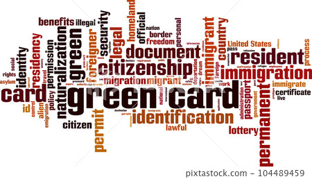Green card word cloud Green card word cloud 104489459