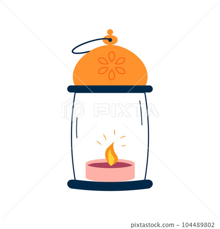 Latern with glow flame shine candle, old lassic antique style 104489802