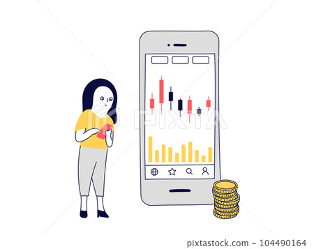 一邊看股票圖表一邊分析和預測的女性 一邊看股票圖表一邊分析和預測的女性 104490164