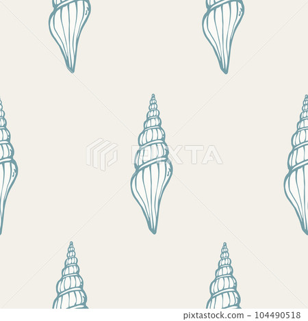 Spiral seashells hand drawn seamless pattern pastel marine bathroom wallpapers print design Spiral seashells hand drawn seamless pattern pastel marine bathroom wallpapers print design 104490518