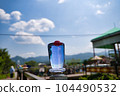 Glass soda in the blue sky 104490532