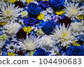 Blue flowers floating on the water 104490683