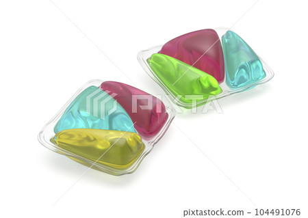 Colorful dishwashing pods 104491076