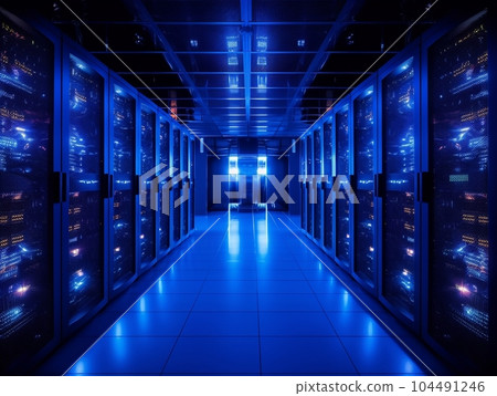 Server room image (blue light) AI generation 104491246