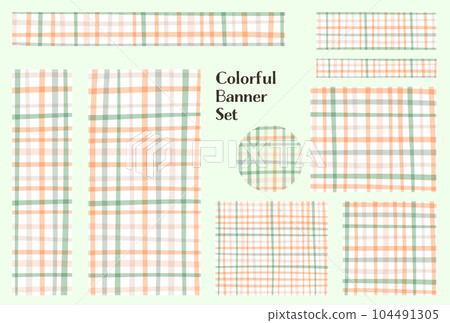 Banner set_plaid pattern_pastel color 104491305