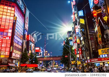 [AI-generated image] Skyscraper in the big city Akihabara 104491392