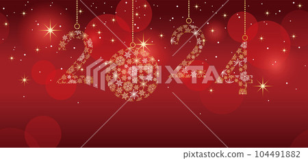 2024年新年賀卡材料聖誕球無縫背景圖 104491882