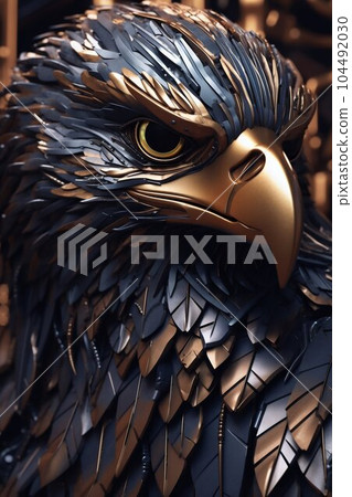 Metal Robo Eagle Portrait. Generative ai 104492030