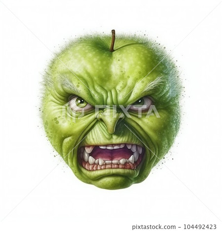 Angry Green Apple. Generative ai 104492423