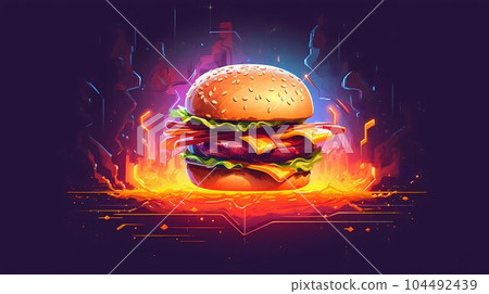 Futuristic Style Hamburger Illustration. Generative ai 104492439