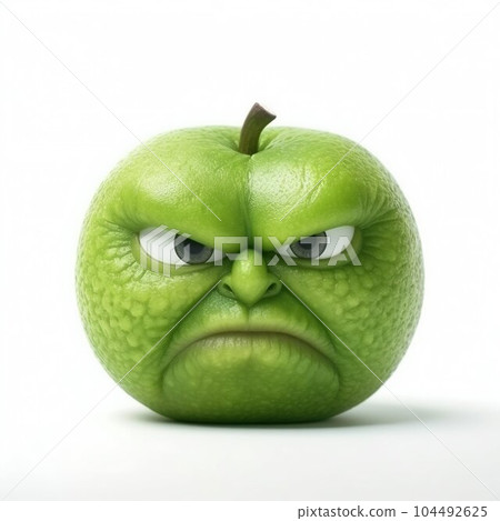 Angry Green Apple. Generative ai 104492625