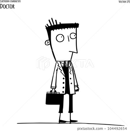 Hand drawn cartoon vector illustration of doctor. Vector illustration 104492654