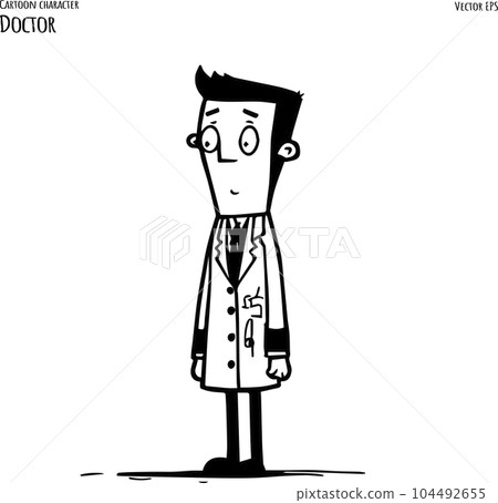 Hand drawn cartoon vector illustration of doctor. Vector illustration 104492655