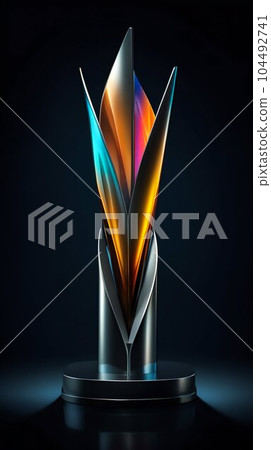 Colorful Trophy Award on a Black Background. Generative ai Colorful Trophy Award on a Black Background. Generative ai 104492741