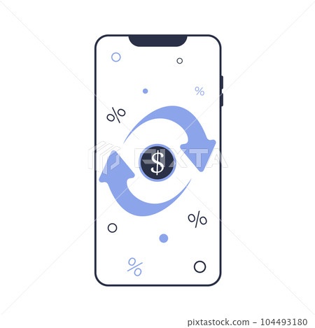 Illustration of a purchase with a partial refund. Concept of cash back 104493180