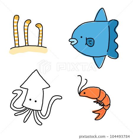 海洋生物套裝（chinnago、翻車魚、魷魚、蝦） 104493784