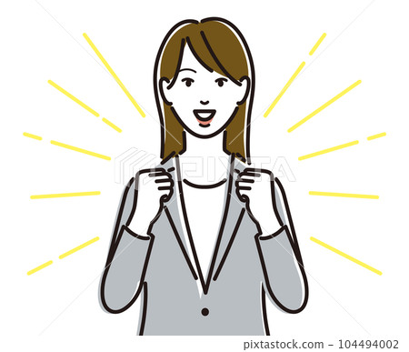 Female business person doing a guts pose Female business person doing a guts pose 104494002