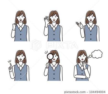 Set of common gestures of female business people Set of common gestures of female business people 104494004
