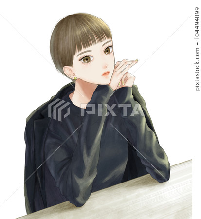 拄著拐杖的時尚年輕女子 104494099