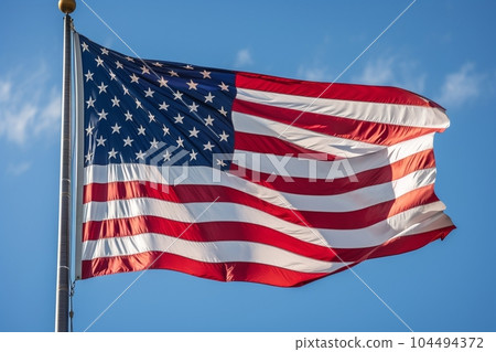 Image of the US flag (blue sky, front) AI generated 104494372