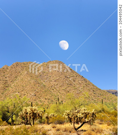 Moon Rising San Tan Mountains Sonora Desert Arizona 104495042