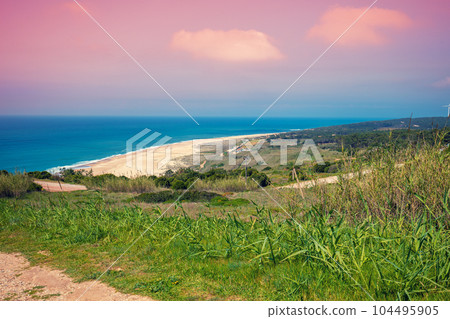 Atlantic Ocean. Beach in Nazare Portugal, Europe 104495905