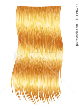 Shiny blond woman hair. Haircut, hair care and beauty salon, realistic locks of long straight blonde. Beautiful healthy female hair with shining surface Shiny blond woman hair. Haircut, hair care and beauty salon, realistic locks of long straight blonde. Beautiful healthy female hair with shining surface 104496235