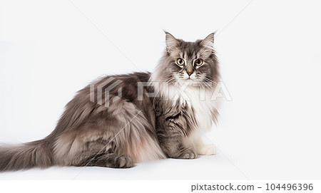 Asian semi-long hair cat white background 104496396
