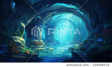 Aquarium tank with various fish 104496419