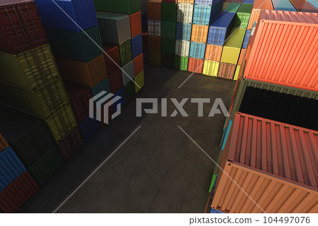 Cargo containers of different colors for logistics import-export business 104497076