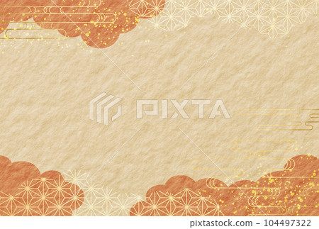 秋天，日式，金色，奢華，雲彩，日本紙，背景，敬老日，年終禮物 104497322