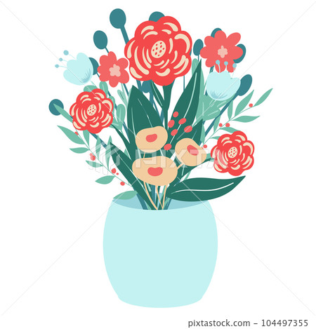 bouquet of flowers in a vase vector bouquet of flowers in a vase vector 104497355