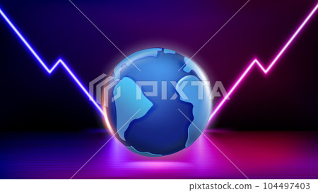 The Earth with shining neon lights. Fantasy world. 3d vector illustration The Earth with shining neon lights. Fantasy world. 3d vector illustration 104497403