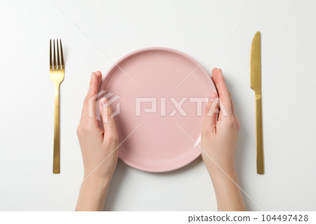 Composition with empty dish, concept of different dish 104497428