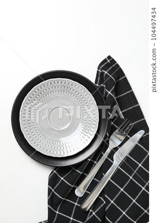Composition with empty dish, concept of different dish Composition with empty dish, concept of different dish 104497434