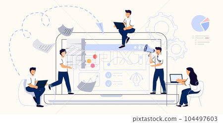 Workflow automation Workforce organization and management Business growth ways abstract concept vector illustration Project leadership Waterfall and agile Development team Productivity software Workflow automation Workforce organization and management Business growth ways abstract concept vector illustration Project leadership Waterfall and agile Development team Productivity software 104497603