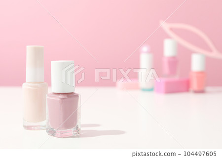 Concept of nail art, tools for pedicure and manicure Concept of nail art, tools for pedicure and manicure 104497605