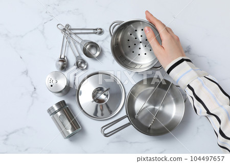 Concept of kitchen supplies and kitchen dish Concept of kitchen supplies and kitchen dish 104497657