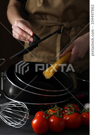 Concept of kitchen supplies and kitchen dish Concept of kitchen supplies and kitchen dish 104497662