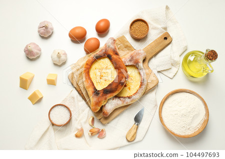 National Georgian cuisine food, flour product - Khachapuri 104497693