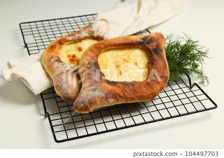 National Georgian cuisine food, flour product - Khachapuri 104497703