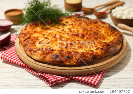 National Georgian cuisine food, flour product - Khachapuri 104497707