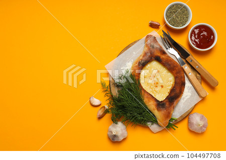 National Georgian cuisine food, flour product - Khachapuri 104497708