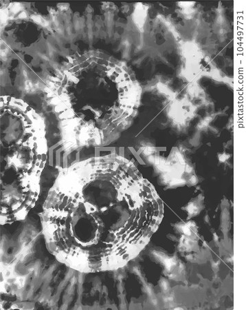 Tie dye background Geometric pattern texture Coral 70s fabric Vector illustration Psychedelic hippie light Shibori Batik brush seamless and repeat design Paint splatter spiral Black and white 104497731