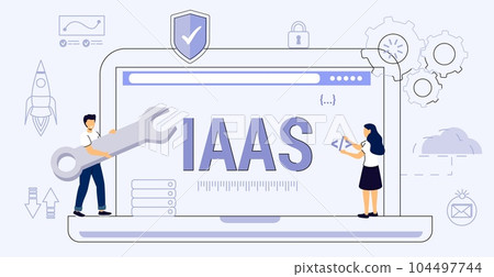 IAAS Infrastructure as service computing Code line of programming internet application Flexible cloud computing model Optimization of business process for startups and enterprises Vector illustration IAAS Infrastructure as service computing Code line of programming internet application Flexible cloud computing model Optimization of business process for startups and enterprises Vector illustration 104497744