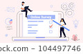 Survey form vector illustration Online exam Questionnaire form Online education Internet quiz Feedback customers or opinion form User experiences concept To do list paper note Yes No 104497746